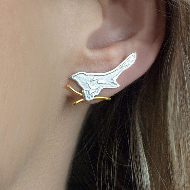 JULIA THOMPSON JEWELLERY Silver Magpie Studs