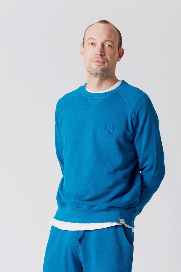 KOMODO ANTON Men's -GOTS Organic Cotton Crewneck Teal Blue