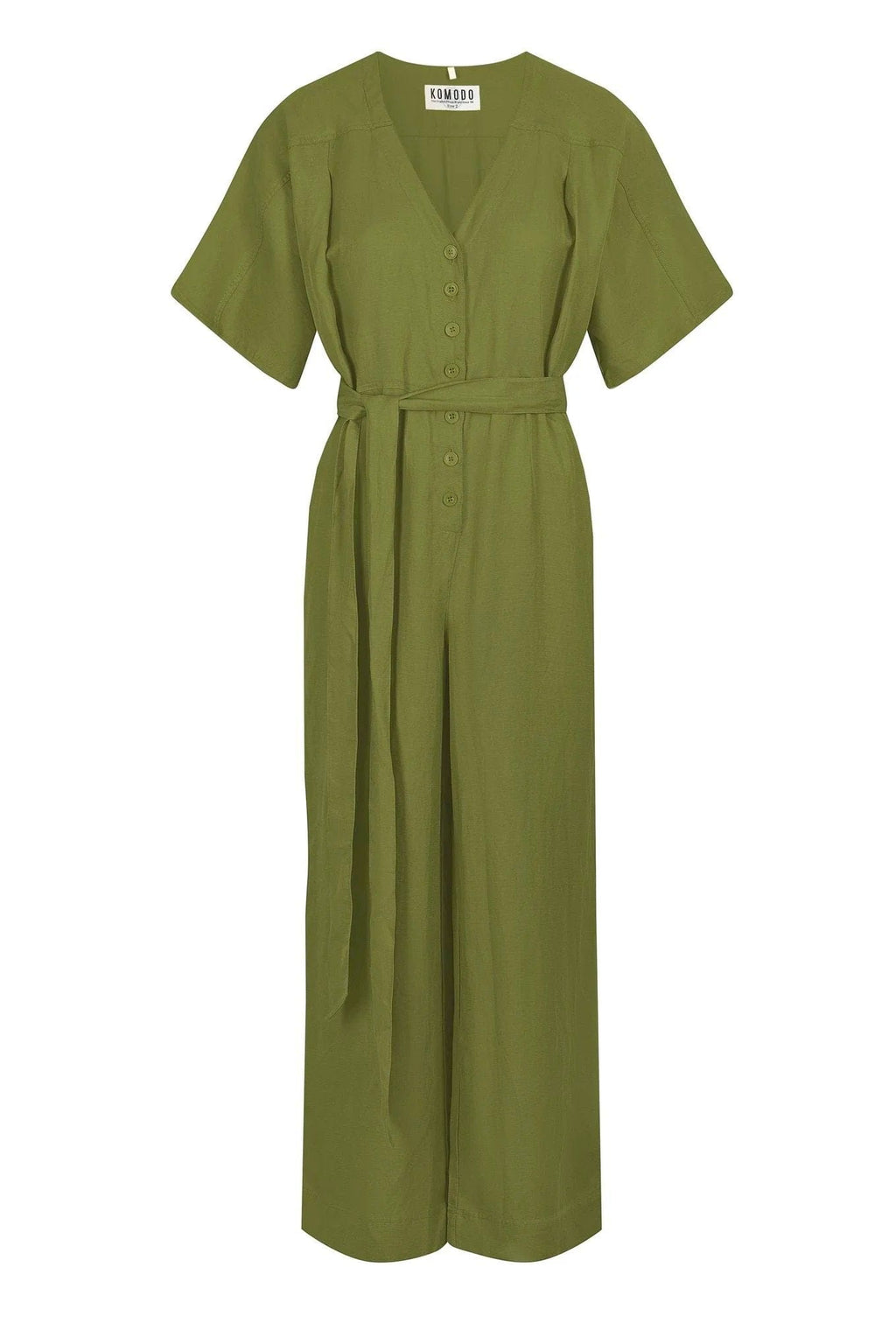 Astir Tencel & Linen Jumpsuit Khaki Green Immaculate Vegan