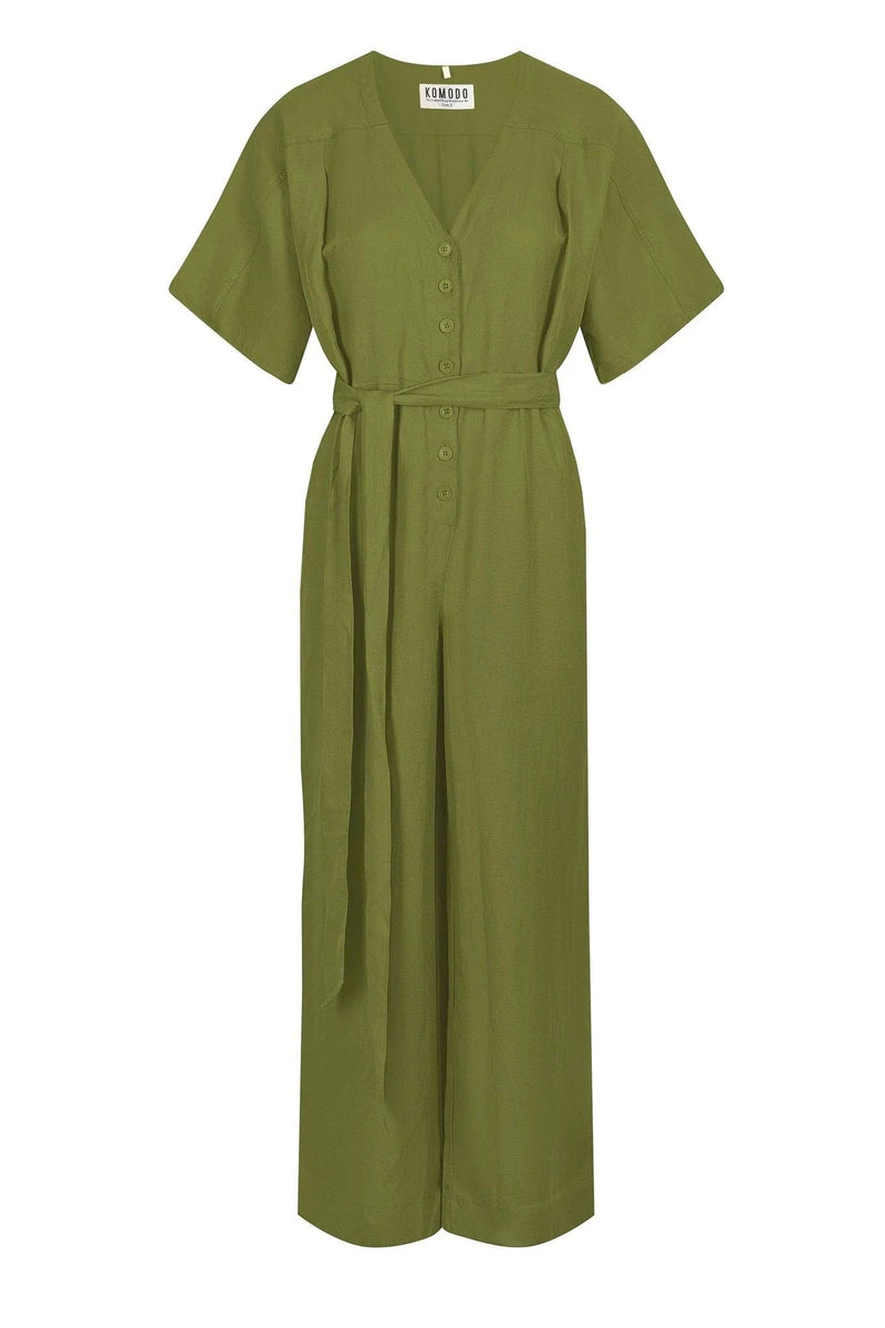 KOMODO ASTIR - Tencel Linen Jumpsuit Khaki Green