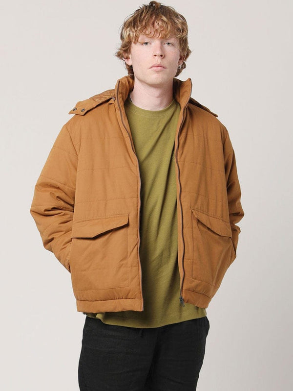 KOMODO Dai Men's Recycled PET & Organic Cotton Puffer Jacket | Tobacco
