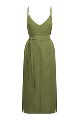 Immaculate Vegan - KOMODO IMAN Tencel Linen Slip Dress - Khaki Green