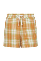 Immaculate Vegan - KOMODO JIM JAM Pyjama Shorts Set Womens -GOTS Organic Cotton Off White / Orange Check