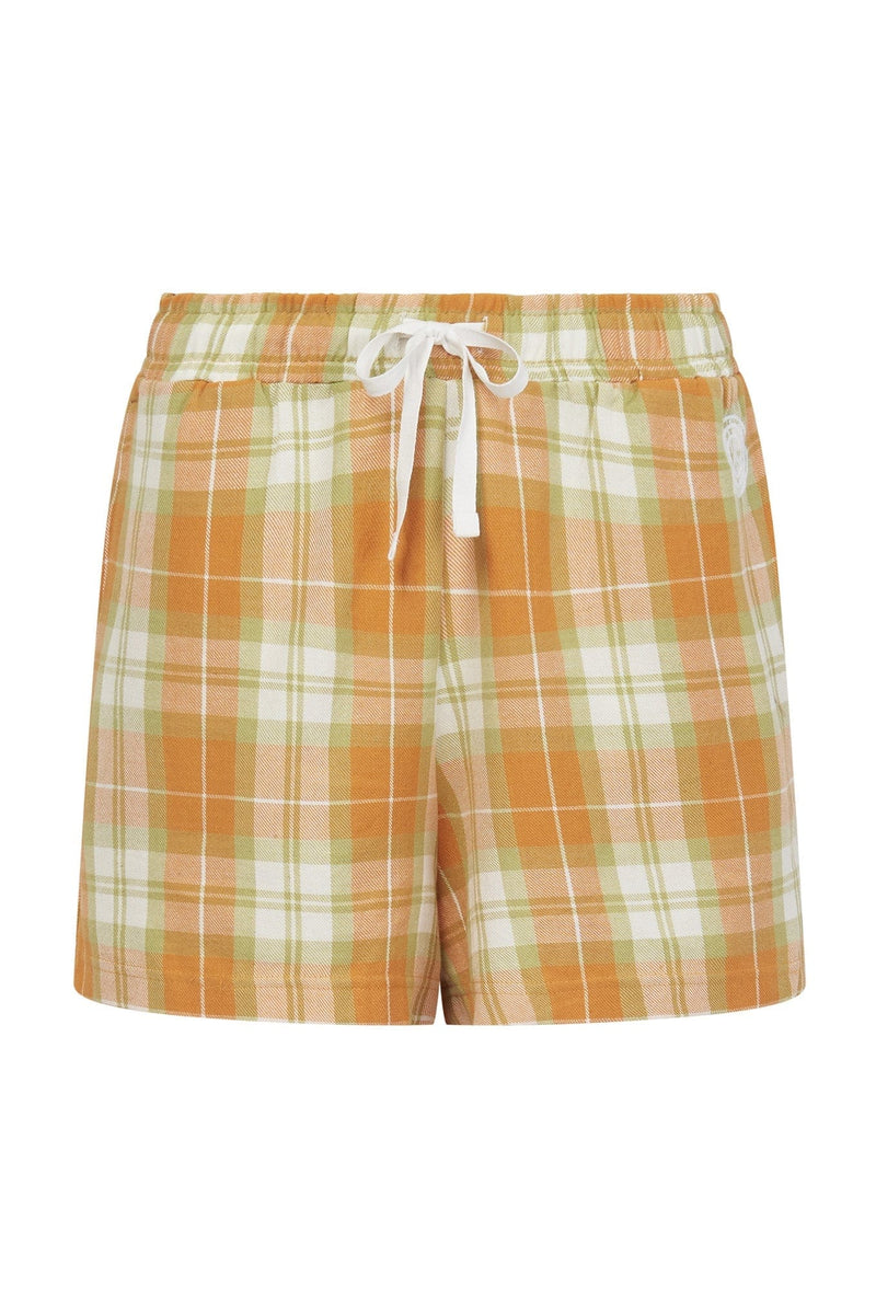 KOMODO JIM JAM Pyjama Shorts Set Womens -GOTS Organic Cotton Off White / Orange Check