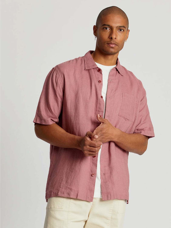 KOMODO SEB Organic Linen Shirt Mens - Dusty Pink S