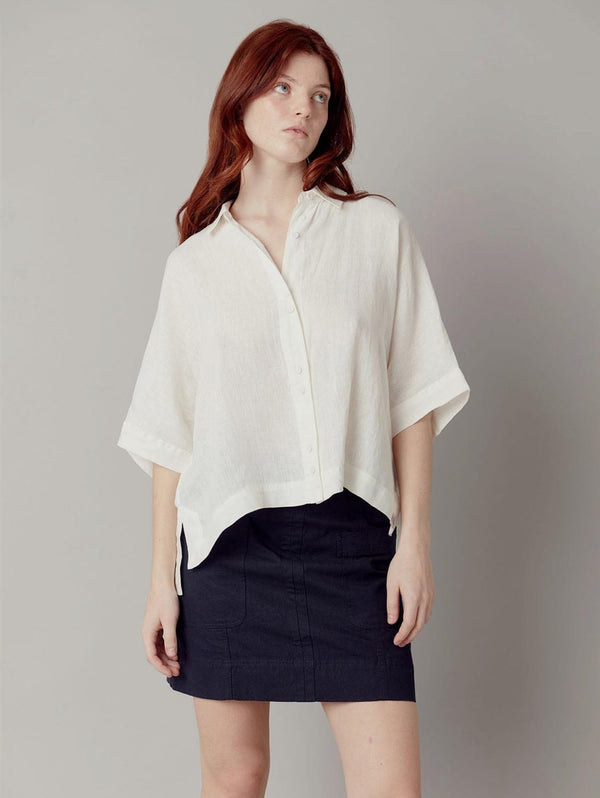 KOMODO KIMONO Organic Linen Shirt - Off White Size 1/ UK 10/ EUR 36
