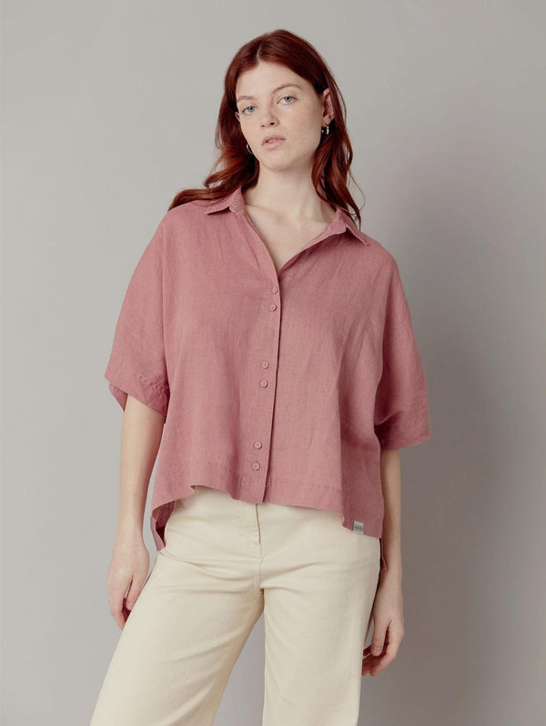 KOMODO KIMONO Organic Linen Shirt - Dusty Pink Size 2/ UK 12/ EUR 38