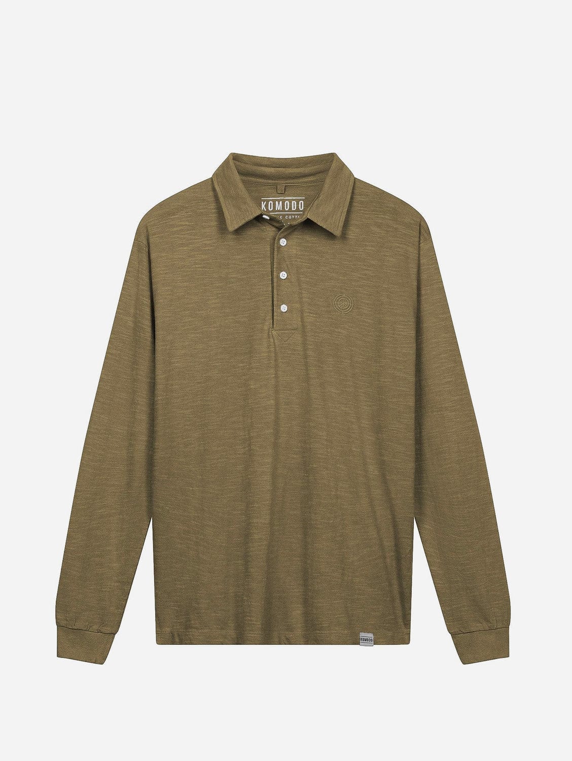 KOMODO Genesis Men's Organic Cotton Long-Sleeve Polo Top | Moss Green Small