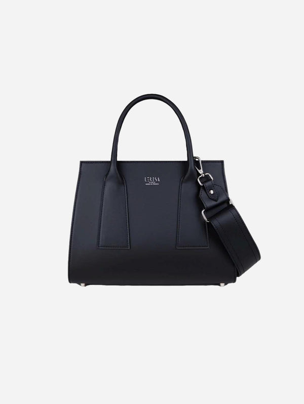 Lerisa The L Vegan Grape Leather Shoulder Strap Tote Bag | Black