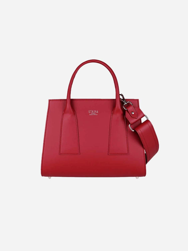 Lerisa The L Vegan Grape Leather Shoulder Strap Tote Bag | Red