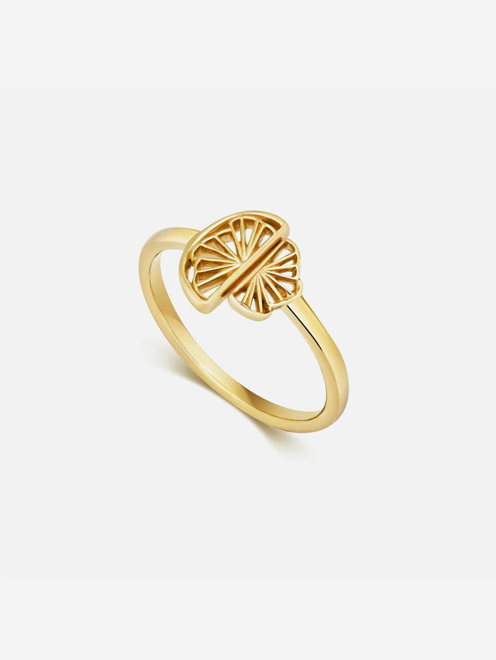 Wedge 925 Sterling Silver Fan Ring | 24ct Gold Plated