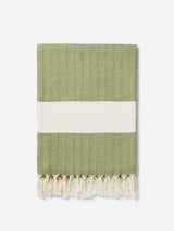 Lüks Linen Ferah Herringbone Cotton Vegan Blanket | Multiple Colours Moss