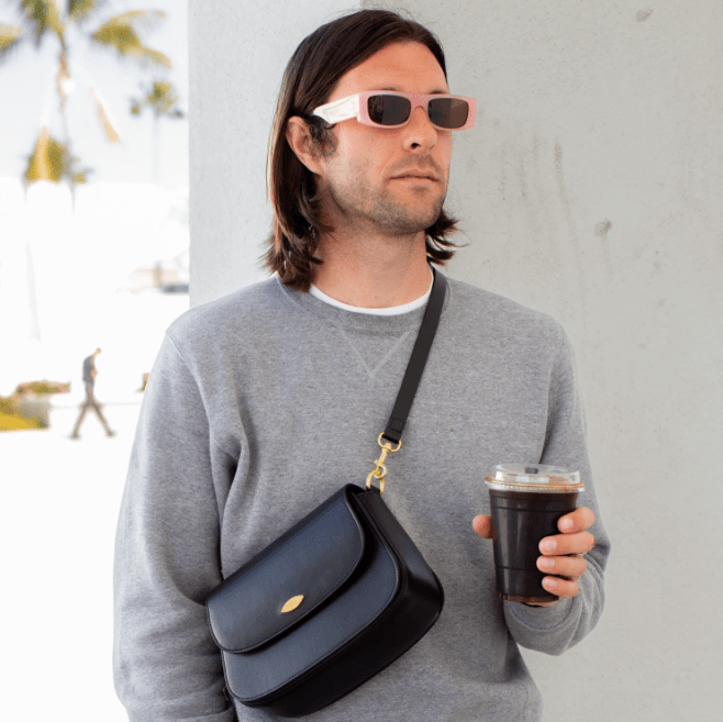 Mela Celim Apple Leather Vegan Crossbody Bag | Black Black