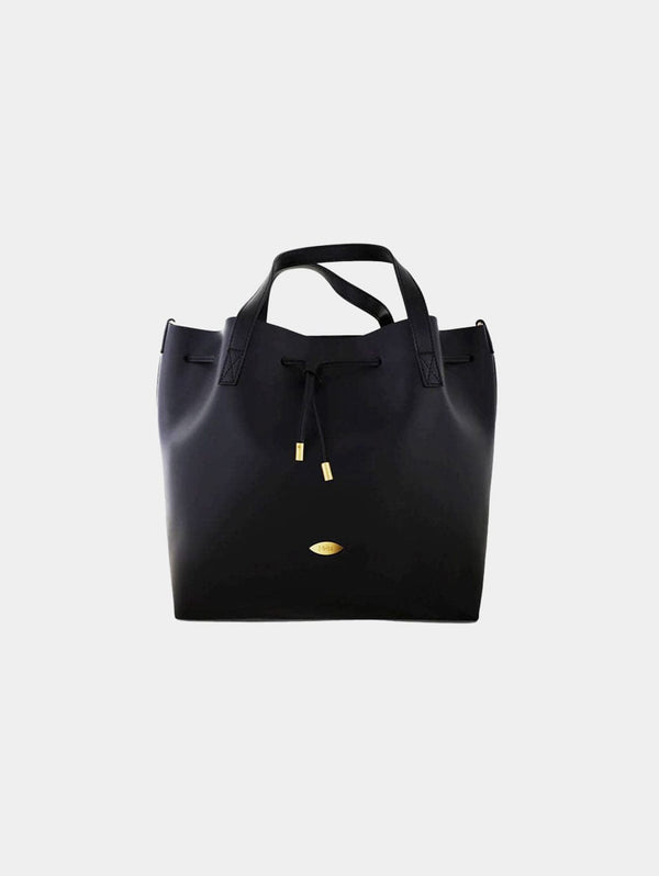 Mela Farah Apple Leather Vegan Bucket Bag | Black Black