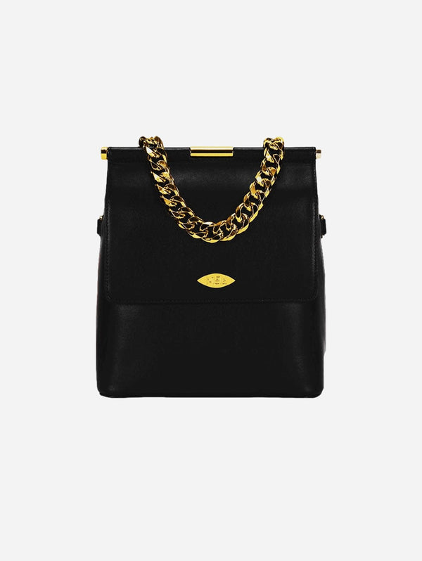Mela Mona Apple Leather Crossbody Bag | Black Black