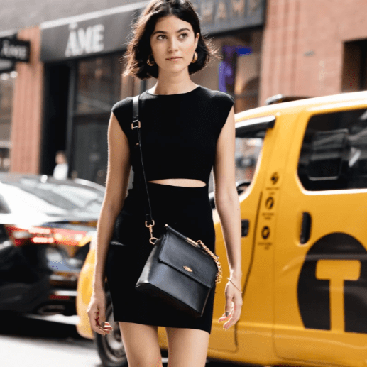 Mela Mona Apple Leather Crossbody Bag | Black Black