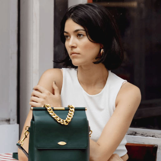 Mela Mona Apple Leather Crossbody Bag | Deep Green Deep Green