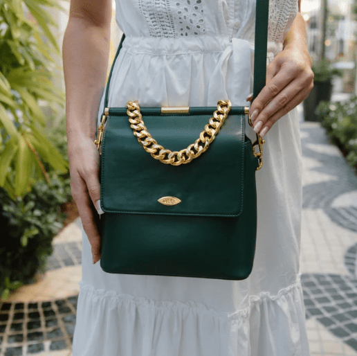 Mela Mona Apple Leather Crossbody Bag | Deep Green Deep Green