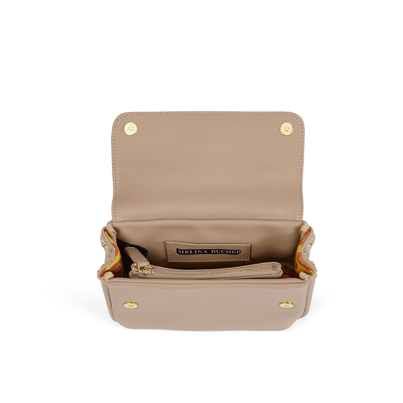 Melina Bucher Trudy Vegan Leather Crossbody Clutch Bag | Beige