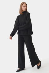 Immaculate Vegan - Mila.Vert Knitted Organic Cotton Long Trousers | Multiple Colours Black / L