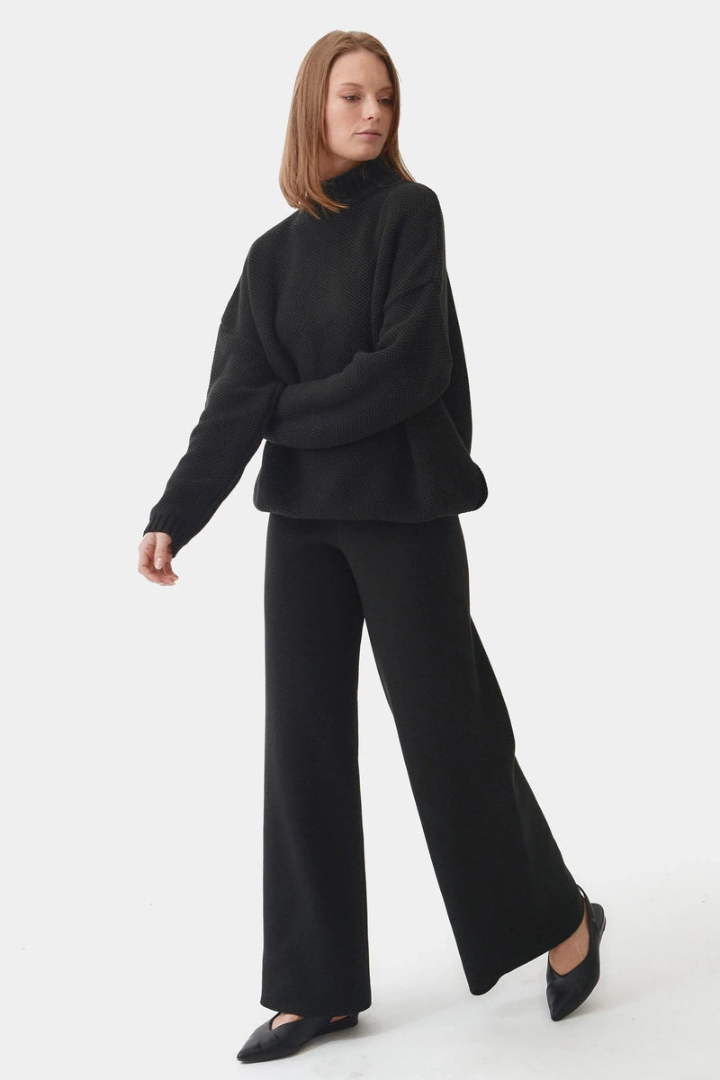 Mila.Vert Knitted Organic Cotton Long Trousers | Multiple Colours Black / L