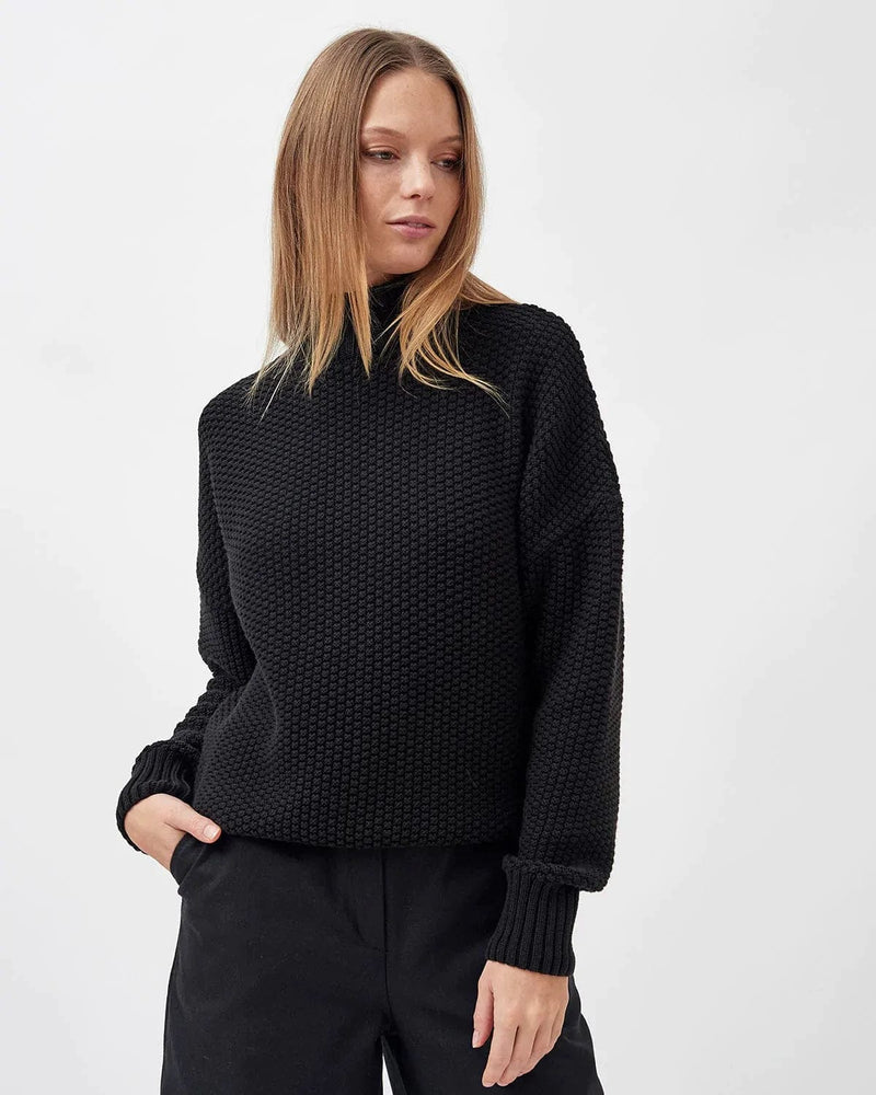Mila.Vert Knitted Organic Cotton Rice Cubes Jumper | Multiple Colours Black / S