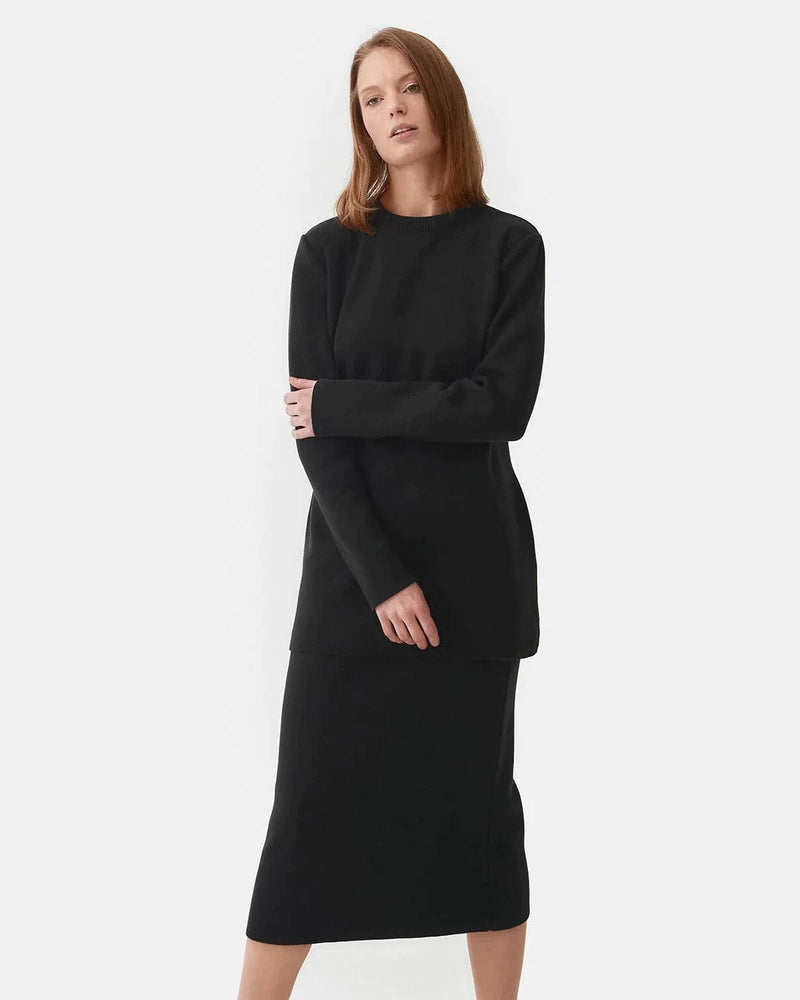 Mila.Vert Knitted Organic Cotton Straight Skirt | Multiple Colours Black / UK10 / EU38 / US6