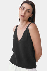 Immaculate Vegan - Mila.Vert Knitted Organic Cotton Strap Top | Multiple Colours Black / UK12 / EU40 / US8