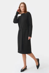 Mila.Vert Knitted Organic Cotton Belted Dress | Multiple Colours Black / UK8 / EU36 / US4