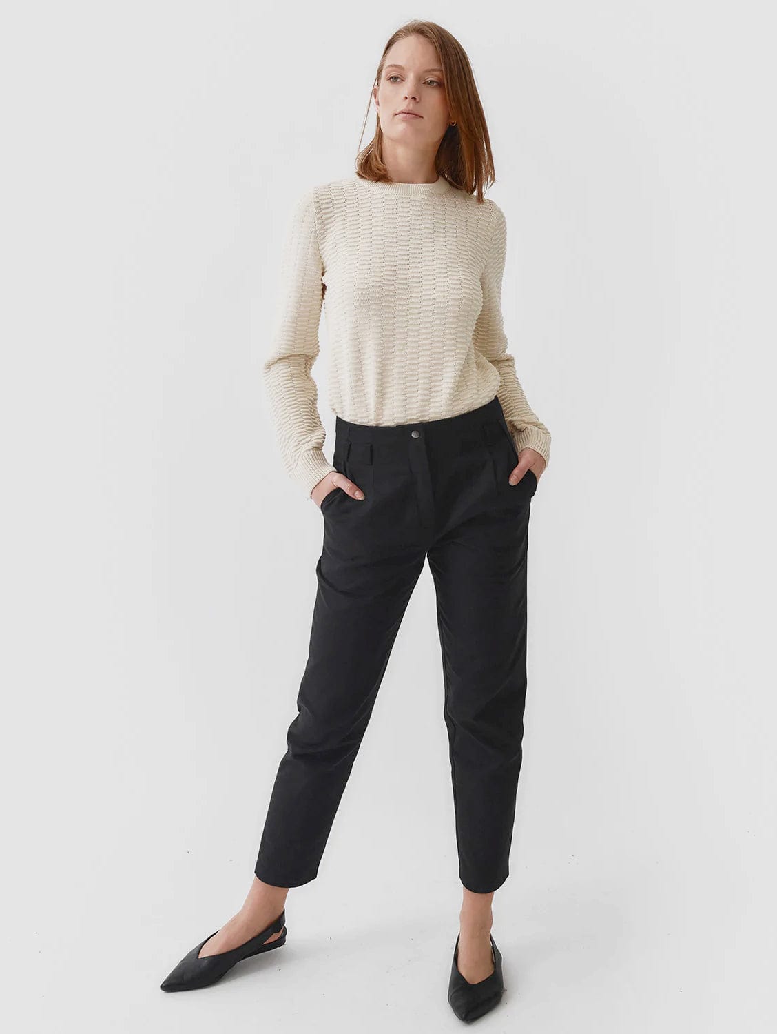 Mila.Vert Straight Twill Organic Cotton Trousers | Black Black / UK8 / EU36 / US4