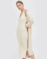 Immaculate Vegan - Mila.Vert Knitted Organic Cotton V-neck Dress | Multiple Colours Cream / L