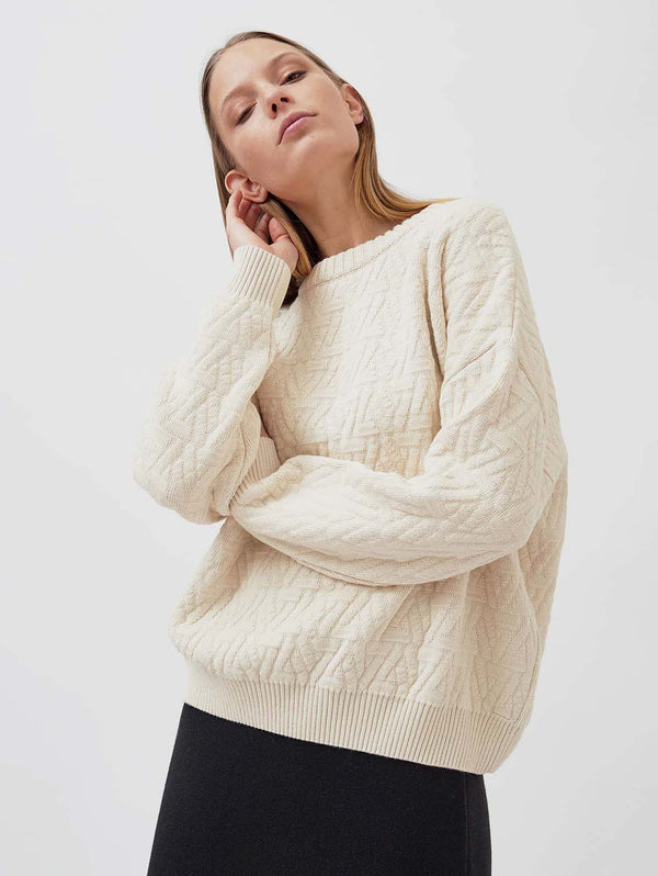 Mila.Vert Knitted Organic Cotton Triangle Jumper | Multiple Colours Cream / M