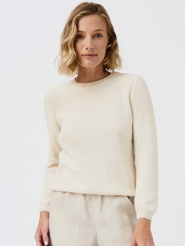 Mila.Vert Knitted pinpoint pullover Cream / S