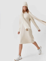 Mila.Vert Knitted Organic Cotton Belted Dress | Multiple Colours Cream / UK12 / EU40 / US8