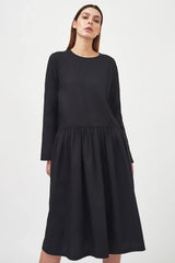 Immaculate Vegan - Mila.Vert Frilled Organic Cotton Sateen Dress | Black
