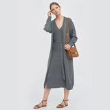 Mila.Vert Knitted Organic Cotton Relief Long Cardigan | Multiple Colours Grey / S