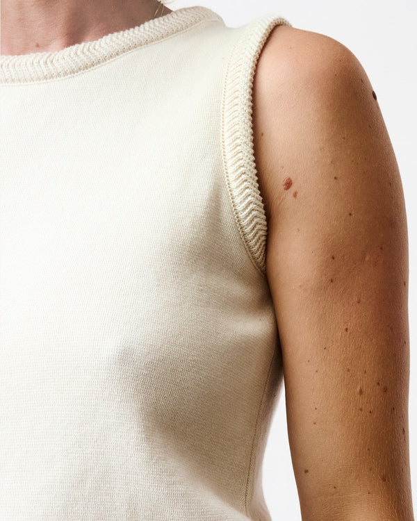 Mila.Vert Knitted herringbone detail sleeveless top