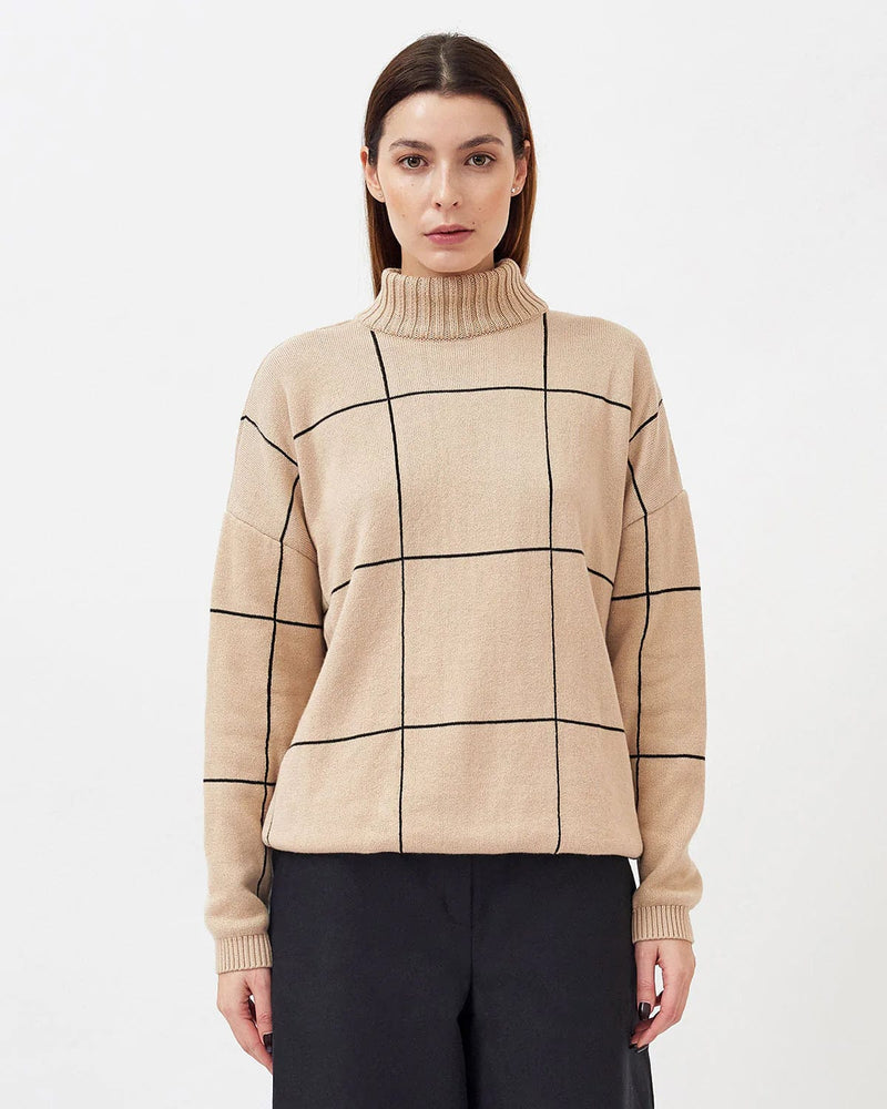 Mila.Vert Knitted Organic Cotton Checked Pattern Jumper | Multiple Colours
