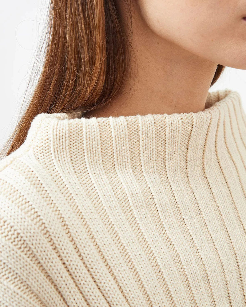 Mila.Vert Knitted Organic Cotton High Boat Neck Jumper