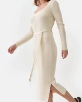 Mila.Vert Knitted Organic Cotton Long Sleeved Round Neck Dress | Multiple Colours