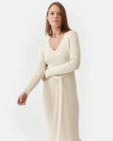 Mila.Vert Knitted Organic Cotton Long Sleeved V-neck Dress | Multiple Colours