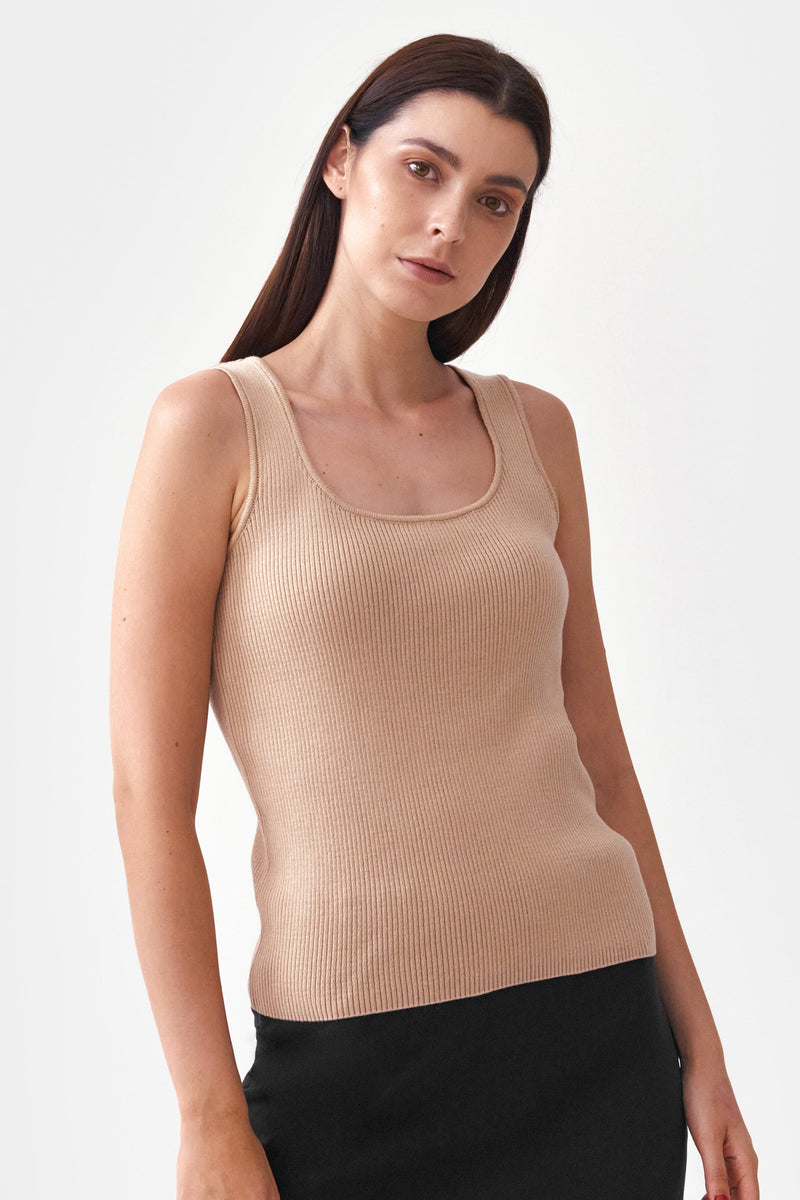 Mila.Vert Knitted Organic Cotton Scoop Neck Top | Multiple Colours