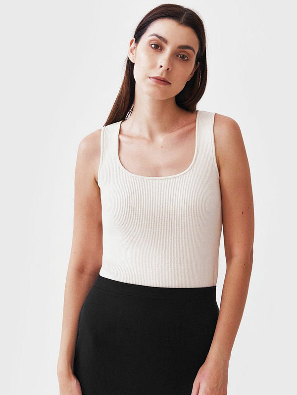 Mila.Vert Knitted Organic Cotton Scoop Neck Top | Multiple Colours
