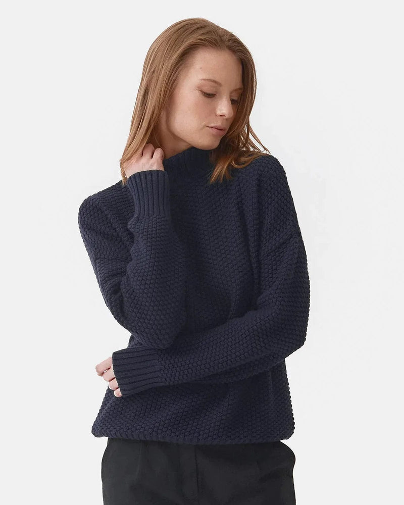 Mila.Vert Knitted Organic Cotton Rice Cubes Jumper | Multiple Colours Navy blue / M