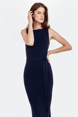Immaculate Vegan - Mila.Vert Knitted Organic Cotton Boat Neck Dress | Multiple Colours Navy blue / XS