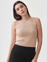 Mila.Vert Knitted Organic Cotton Boat Neck Top | Multiple Colours Sand / S
