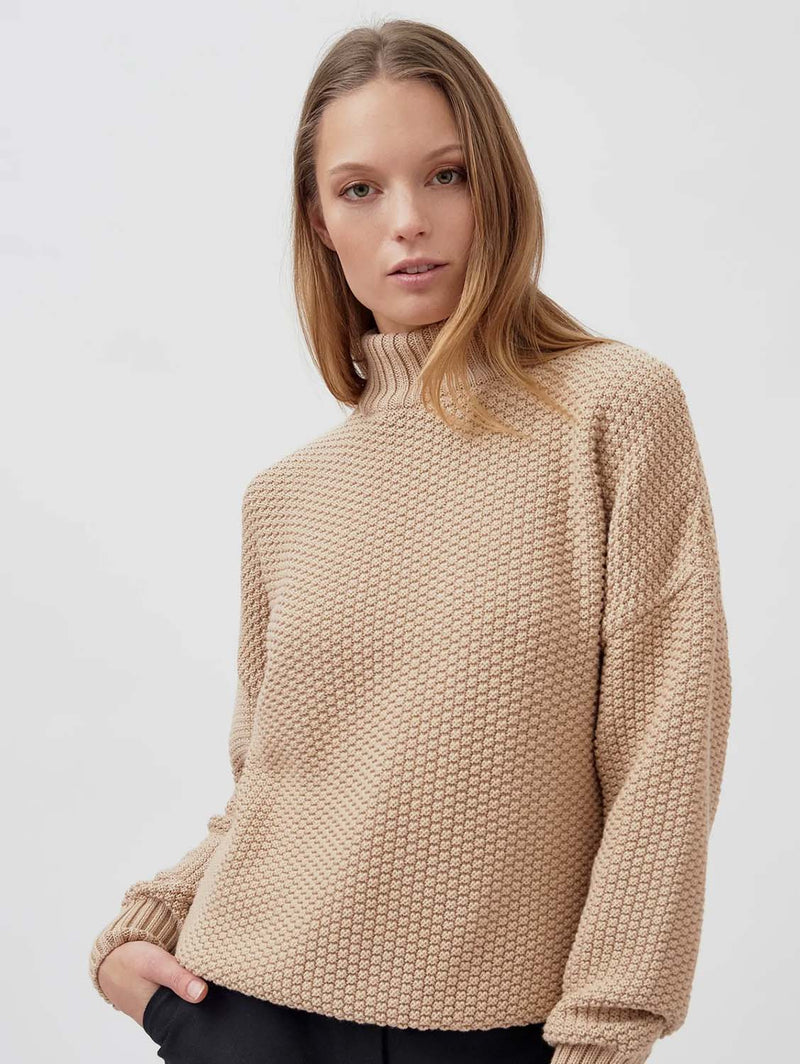 Mila.Vert Knitted Organic Cotton Rice Cubes Jumper | Multiple Colours Sand / S