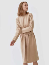 Immaculate Vegan - Mila.Vert Knitted Organic Cotton Belted Dress | Multiple Colours Sand / UK12 / EU40 / US8