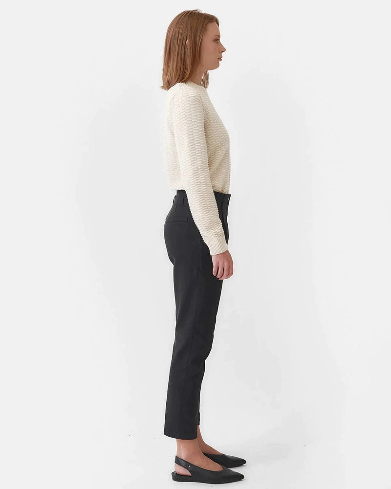 Mila.Vert Straight Twill Organic Cotton Trousers | Black