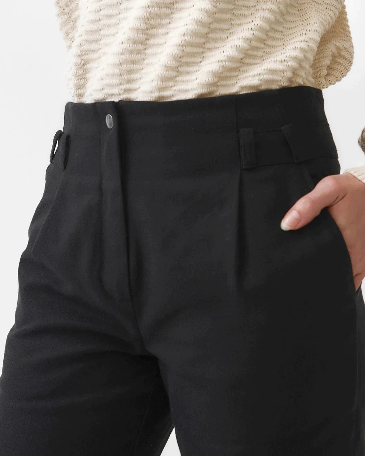 Mila.Vert Straight Twill Organic Cotton Trousers | Black
